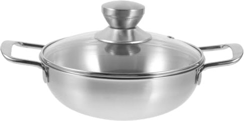 Toddmomy Wok De Acero Inoxidable Resistente Al Desgaste Sartén De 20 Cm con Doble Asa Utensilio De Cocina para El Hogar Fácil De Usar para Mariscos