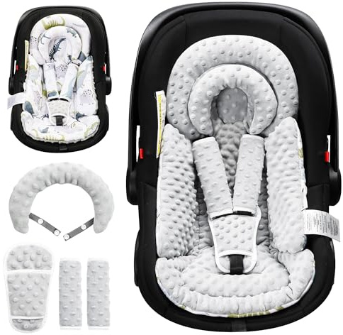 BOMOLOUR Infant Car Seat Insert with Removable Cushion for Baby Preemie Newborn Infant, Reversible carseat Insert Head Body Support Fits for Stroller, Baby Swing, Rocker, Bouncer, Bassinet - Grey
