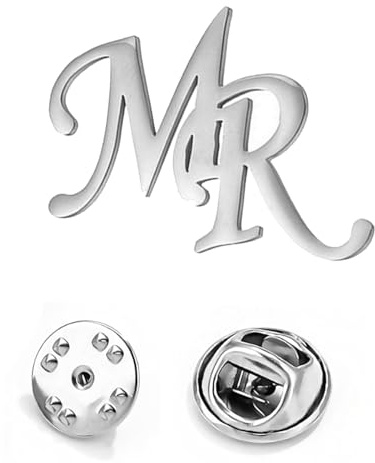 TEAMER Broche Personalizado con Nombre Broche con Placa de Identificación con Letras Iniciales Personalizadas de Acero Inoxidable Joyería de Moda para Mujeres y Hombres (Plata)