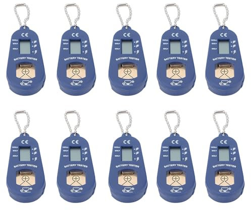 Rfeeuubft 10X Knopf Batterie Tester, SchlüSsel Bund Tasche, Tragbarer und Leichter Batterie Tester Zur ÜBerprüFung der Verbleibenden Batterie Leistung
