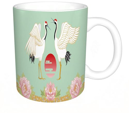 YFHJV Tazas de Café,Taza de Cerámica para Té y Café - Regalo Original - 330 ml - Desayuno Tazas Tazas graciosas,Ilustración de Kokusaiki de la grulla inmortal,tazas originales