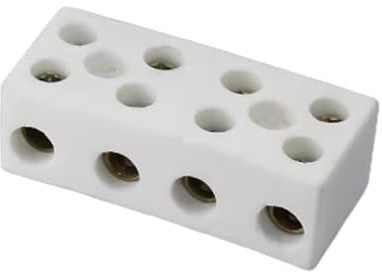 4 bloques de terminal cerámica 30A 250V vía única | Porcelana alta temperatura, apertura 5.5 mm, para cable eléctrico y cableado en general, 1 unidad