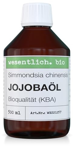 wesentlich. Jojobaöl Bio kaltgepresst | 100% rein und natürlich | Pure Pflege und Reinigung für Gesicht, Haut & Haare | 500ml Braunglasflasche