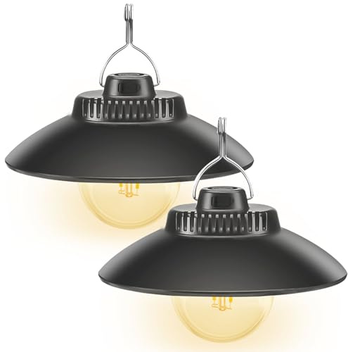 Asfrode Campinglampe Aufladbar, 2 Stück LED Campingleuchte mit Haken Wasserdicht USB Aufladbar Camping Laterne Hängende LED Campinglampe Campingzeltlicht für Camping Notfall