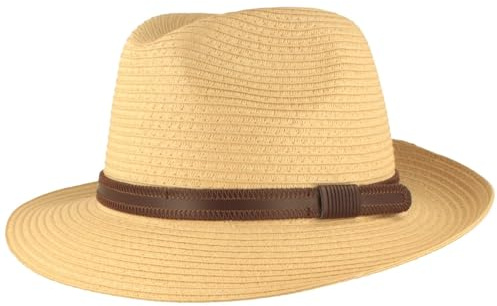 Breiter Strohhut Bogarthut Sommerhut Sonnenhut aus 100% Papier knautschbar Besonders Leicht, Flexibel, Hautfreundlich Bequem Natur XL