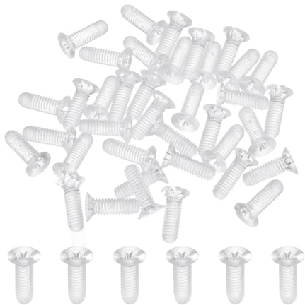 sourcing map Lot de 40 vis cruciformes en plastique transparent M4 x 12 mm, vis à tête fraisée isolée pour PC, boulons en acrylique transparent