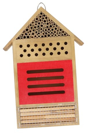 TOYANDONA Friedliches Bienenhotel für Garten mit Stabilem Standfuß und Natürlichen Nisthilfen für Wildbienen und Insekten