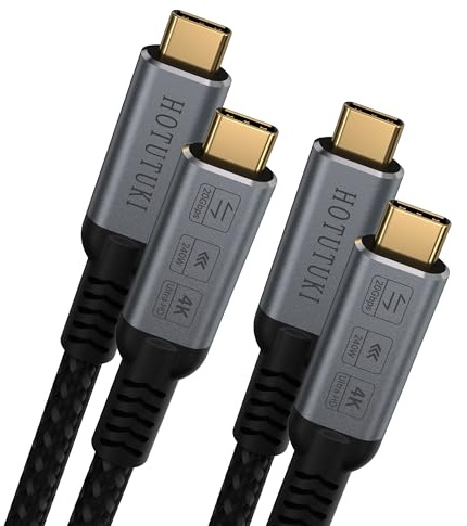 HOTUTUKI cable usb c 2m 2Pack Compatible Con Thunderbolt 4/3,Cable USB C 3.2 Transferencia de Datos de 20Gbps,USB Tipo C 240W Carga Rapida,USBC HD 4K Video Aplicable a Monitor,Hub,SSD