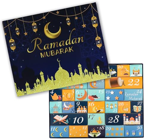 Ramdan Advent Calendar with 30 Pcs Drawers, Empty Eid Mubarak Coutdown Boxes, Fillable Ramadan Gift Box, Ramadan Gifts Eid Deroc