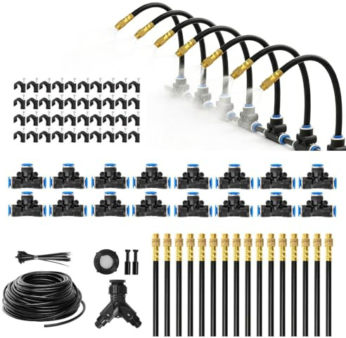 360° Adjustable Irrigation System Kit,100FT Quick-Connect Drip Irrigation Kits, Automatic Garden Watering System with 1/4 Fast-Lock Tubing and Adjustable Nozzles for Plants,Greenhouse,Lawn