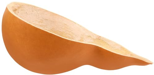 Hemobllo Mestolo di zucca semi-vuoto in materiale naturale di zucca, grande cazzuola con manico antiurto e resistente al calore, versatile, adatto per cucina, bagno e giardino