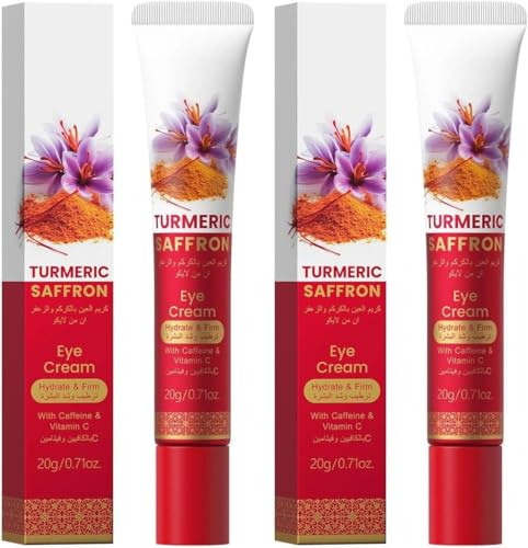 Kurkuma-Safran-Augencreme, gegen Tränensäcke, gegen Falten und Tränensäcke, mildert Augenringe und Schwellungen