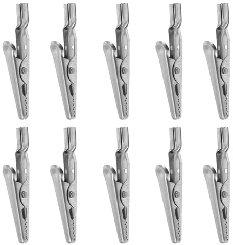NESTINGHO Set da 10 Pezzi di Morsetti Coccodrillo in Acciaio Inossidabile per Test Elettrici, Resistenti alla Corrosione e Facili da Utilizzare, per Connessioni Rapide