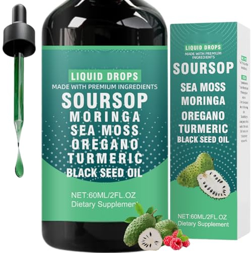 Soursop Bitters,Soursop Bitters Liquid Drops,Herbs Soursop Bitters,with Black Seed Oil,Internal Cleansing,Daily Herbal Supporting Digestive Health,Vegan,Non-GMO