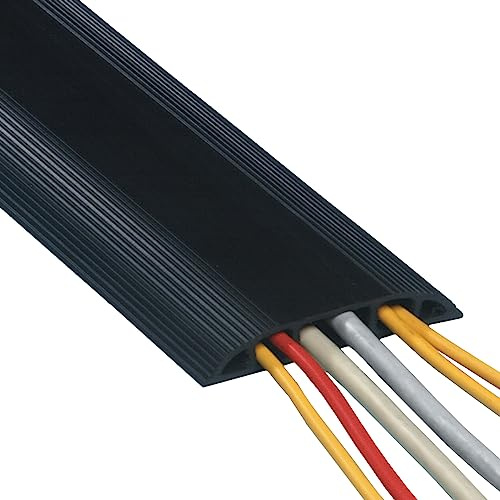 Dataflex Addit Couvercle de Câble 150cm Noir- Protecteur de câble droit avec revêtement antidérapant, 3 grands chemins de câbles séparés, convient pour 6 câbles de 7mm, bande auto-adhésive