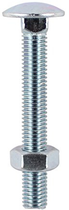 TIMco BZP Boulon avec écrou hexagonal – Argent (boîte de 100), 10180CB