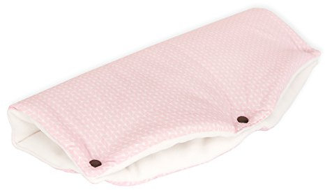 KraftKids Kinderwagenmuff in kleine Blätter rosa auf Weiß, Kinderwagen Handschuhe Breite 48 cm Tiefe 23 cm, Buggy Handwärmer mit Liebe handgefertigt in der EU