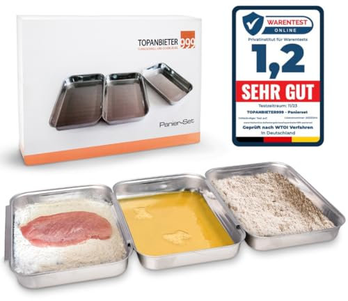 Bandejas para empanar, set 3 Piezas, acero Inoxidable