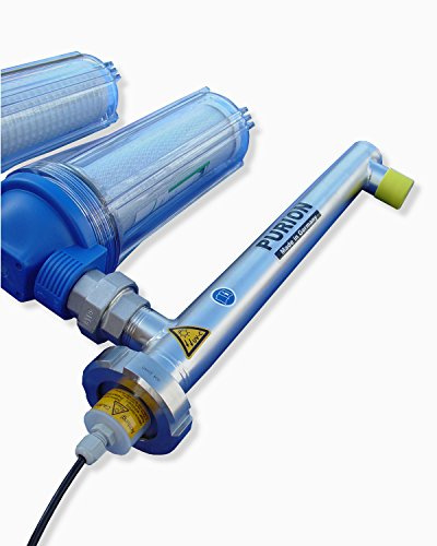 PURION 1000 Kit de démarrage Système UV-C Désinfection avec Solides en Suspension et Charbon Actif Préfiltre 110-240V