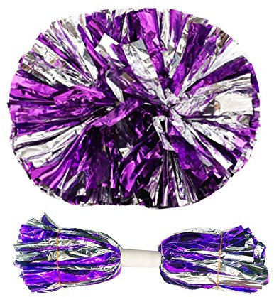 Fancy Pumpkin 14.96 Zoll Mannschaftssport Cheerleading Poms Mittelgriff Pompons 2 PCS-Silber + Lila
