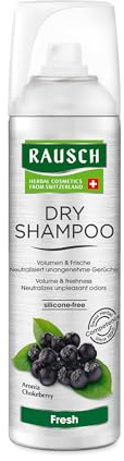 RAUSCH Dry Shampoo Fresh 150ml Trockenshampoo für Frische & Volumen | Frische ohne Haarwäsche & ohne weisse Rückstände, vegan & silikonfrei, mit Aronia- & Sonnenblumen-Extrakt, Schweiz
