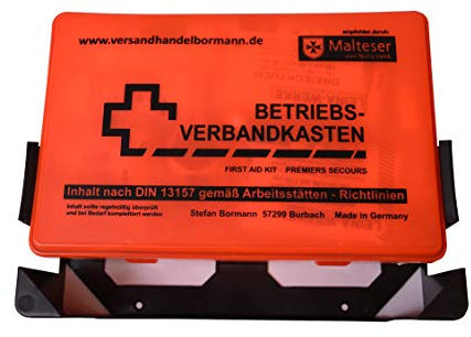 8 Stück Betriebsverbandkasten Rot/Orange Inhalt nach DIN 13157 gemäß Arbeitsstätten - Richtlinien Verbandskasten 1.Hilfe Verbandkasten mit Wandhalterung Verbandkasten