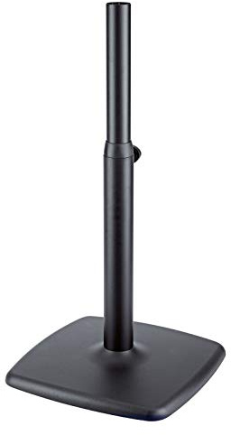 K&M 26791 Design Monitorstativ Schwarz, Stahl - höhenverstellbare Ablage für Nahfeldmonitore - edle Optik