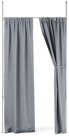 Umbra Anywhere Rod Ausziehbare Vorhangstange und Raumteiler, mobile Teleskop- und Klemmvorhangstange, Montage ohne Bohren und Schrauben D25mm, 36-66, 91-167 cm, Nickel