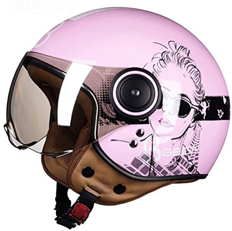 Frauen Motorradhelm Chopper 3/4 Offenes Gesicht Vintage Helm Moto Casque Casco Capacete Männer Roller Motorradhelm Helme für Mädchen