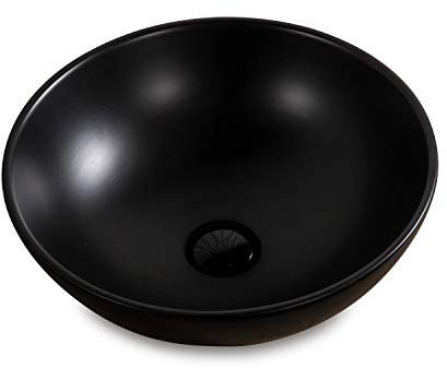 STILFORM Highline Lavabo en céramique noir mat comme vasque à poser sans trou de robinetterie en 40 cm de luxe et moderne