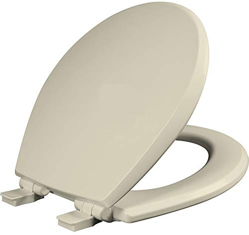 Mayfair Cassel Slow Close Toilet Seat, Easy Clean, Non Slip Premium Wood Seat, Easy Install, Made in USA, Round, Bone