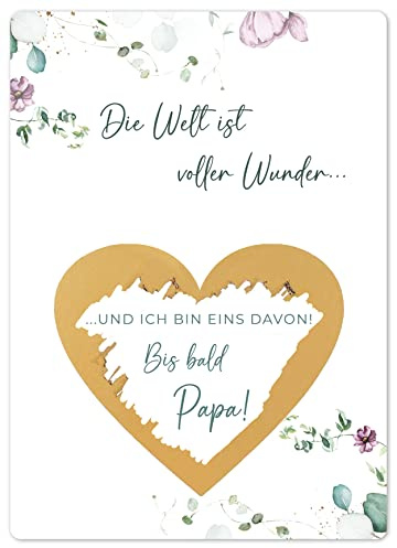 Joli Coon Rubbelkarte Du wirst Papa, Schwangerschaft verkünden | 350g Designerpapier, fühlbare UV-Lack-Veredelung, zur Schwangerschaftsverkündung, Premium-Papeterie