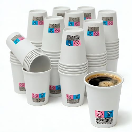 VASOMADRID - Vasos para Café de Cartón Blanco 1000 uds de 200 ml (6oz) Tazas de Papel de Alta Densidad para Bebidas Calientes Lavables y Reusables