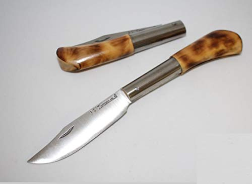 Navaja artesanal TARAMUNDI boj quemado punta vuelta Caza, Pesca, Camping, Outdoor, Supervivencia y Bushcraft + Portabotellas de regalo
