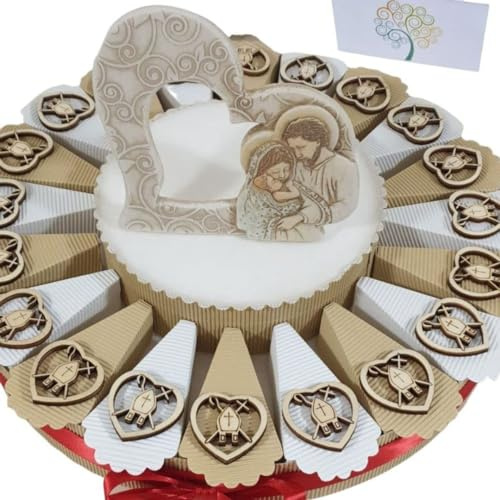 20 bomboniere Cresima confettini e bigliettini Inclusi (Torta 20 fette Cuore cresima)