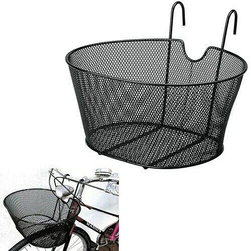 Hongu Cestino Anteriore Ovale con Ganci 38x30x22 CM Bicicletta Cesto Bici Ferro Nero