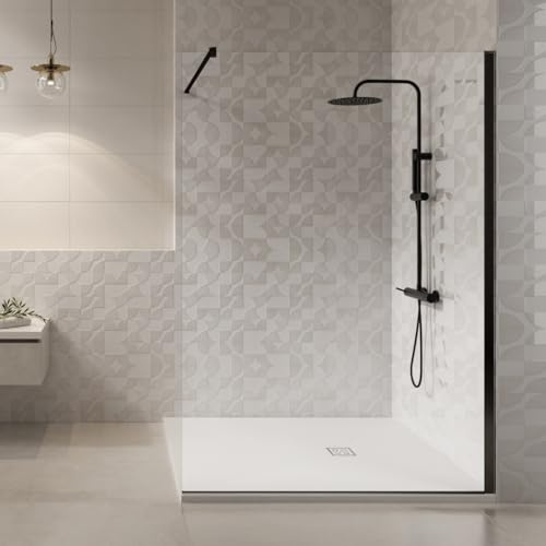parete doccia walkin 8mm 130cm con profilo in alluminio nero