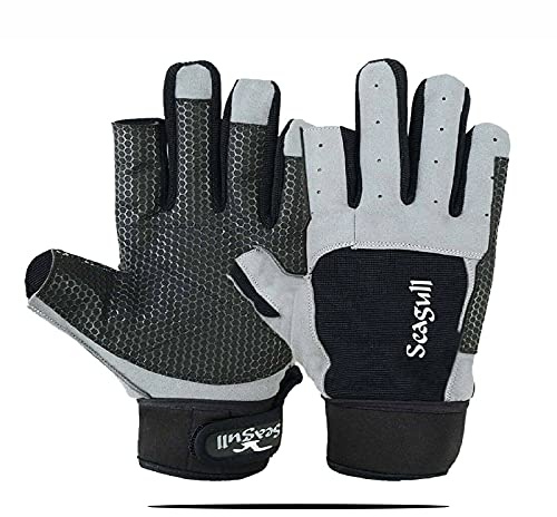 Azure Sticky Palm Sailing Gloves Strong Amara Enforced Palm Breathable Full Finger Boating Gloves | Skiing | Sailing | Boating | Fishing | Canoeing | Kayaking | Riding | Indoor-Outdoor Small