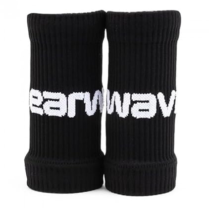 Earwaves® Foster™ I Sweatbands Poignets pour la Gymnastique et Sueur I Protection Maniques (Noir)