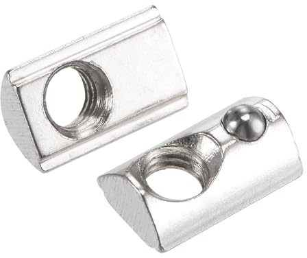 sourcing map 50Stk. M5 T Nutensteine Roll-in Spring Nutensteine mit Kugel | Kohlenstoffstahl, Für 2020 Serie Alu Strangpressprofilschiene mit 6mm Slot
