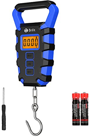 ORIA Báscula de Equipaje Digital, Báscula de Pesca Digital con Gancho, Báscula de Equipaje de 50Kg, Báscula Colgante Impermeable IPX4, Pantalla LCD Retroiluminada, Baterías Incluida - Azul Oscuro