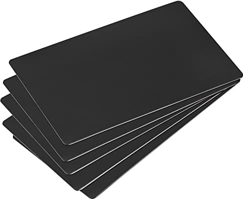 sourcing map 5 Stück Leere Metall Karten 80x50x0.4mm, Dunkelgrau Metallkarte Edelstahl Platte DIY Lasergravur Rohlinge Tag für Klingelschild Visitenkarten Namensschilder Briefkasten Türschilder