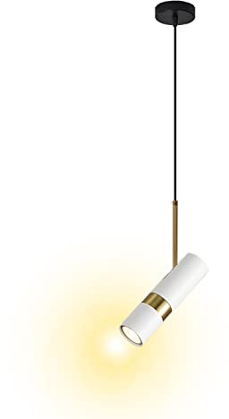 ACMHNC LED Pendelleuchte Gu10, Weiß Hängelampe für Schlafzimmer Nachttisch | Modern Esstisch Hängeleuchte Höhenverstellbar mit 2m Kabel, 90° Drehbar Spot Lamp, 5W Warmweiß, Ø6 cm
