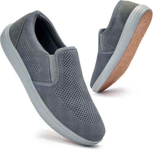 Puxowe Zapatillas de Deporte para Hombre Deslizamiento en Zapatillas de Ocio Ligeras Atmungsaktiv Netz Manos Libres Zapatillas Planas 40 EU Dark Gray