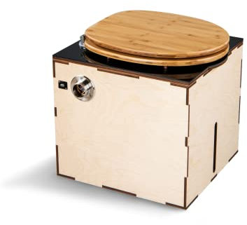 Kildwick EasyLoo Trenntoilette/Trockentoilette, Campingtoilette, Gartentoilette, chemiefrei, wasserlos, unabhängig und flexibel, autark und glücklich (12V Lüfter Links, Schwarz)