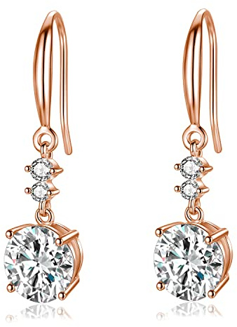 LYTOPTOP Silver Dangle Drop Earrings for Women, 925 Sterling Silver Cubic Zirconia Drop Earrings, Hypoallergenic Earrings Jewellery Gifts for Girls