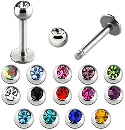 1,6 mm Lippen Piercing Labret Kristall Kugel Ohr Helix Tragus Madonna Medusa 10 mm / Hellblau