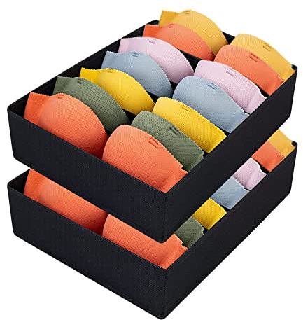 2 Stück Aufbewahrungsboxen 7 Zellen Schublade Bh Organizer, Faltbare Schubladen Unterwäsche Organizer für Unterwäsche zum Aufbewahren von BHS, Schublade Divider Home Schlafsaal Kleiderschrank
