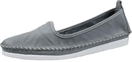 Andrea Conti Damen Slipper Mokassin aus weichem Leder im Boho Style 0027449