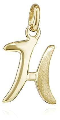 NKlaus Kettenanhänger Buchstabe aus 333 Gelbgold, 8 Karat, 14x10mm, 1 Stück | Teilmatt; ca. 0,6g